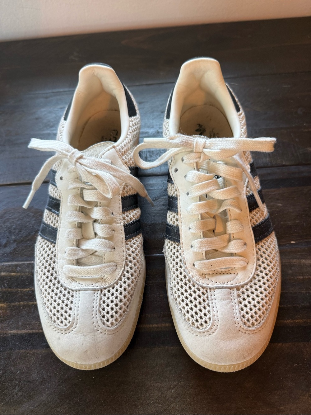 Women’s Adidas mesh Casual Lace-Up Sneakers in White and Black